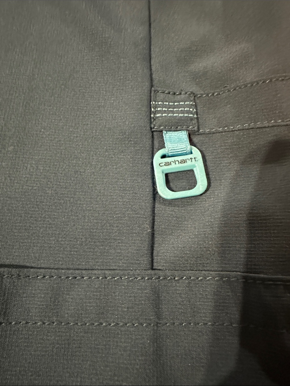 Carhartt green scrub Pants with Teal Accent Loop: top and bottom set. - Picture 2 of 7